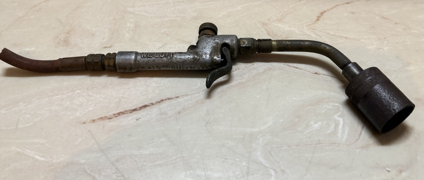 weldit C-38 vintage gas torch Brass Stem  Very Rare 1.8” Barrel Torch