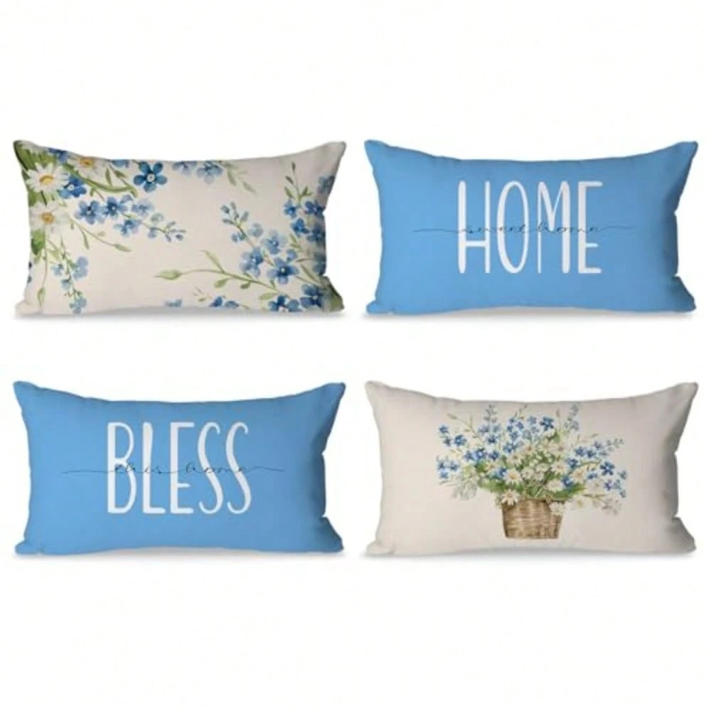 Spring Pillow Covers 12X20 H Set Of 4 Home Et Home Daisy E Row Pillows