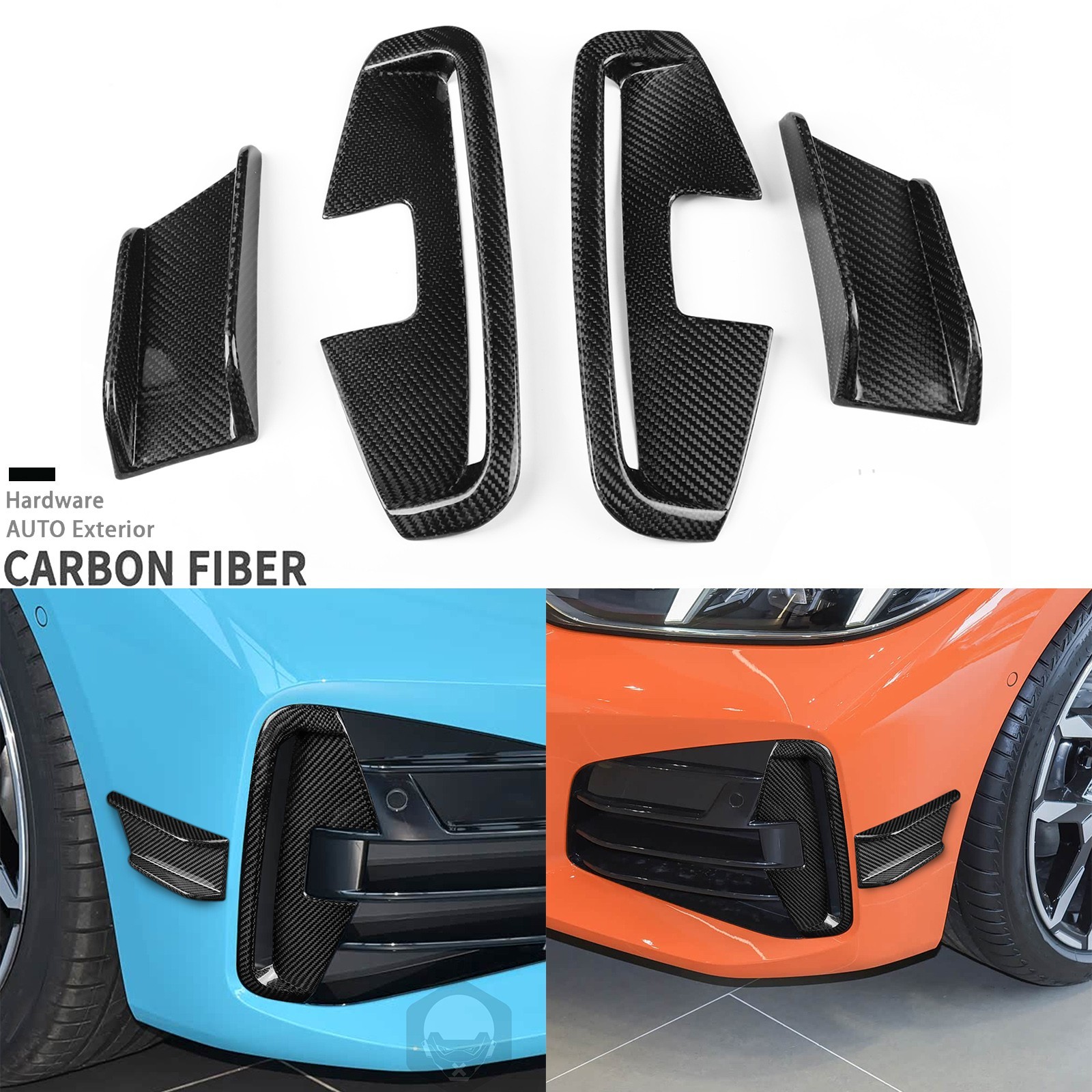 Real Dry Carbon Fiber Front Bumper Spoiler Air Vent Cover For BMW G22 G23 M440i
