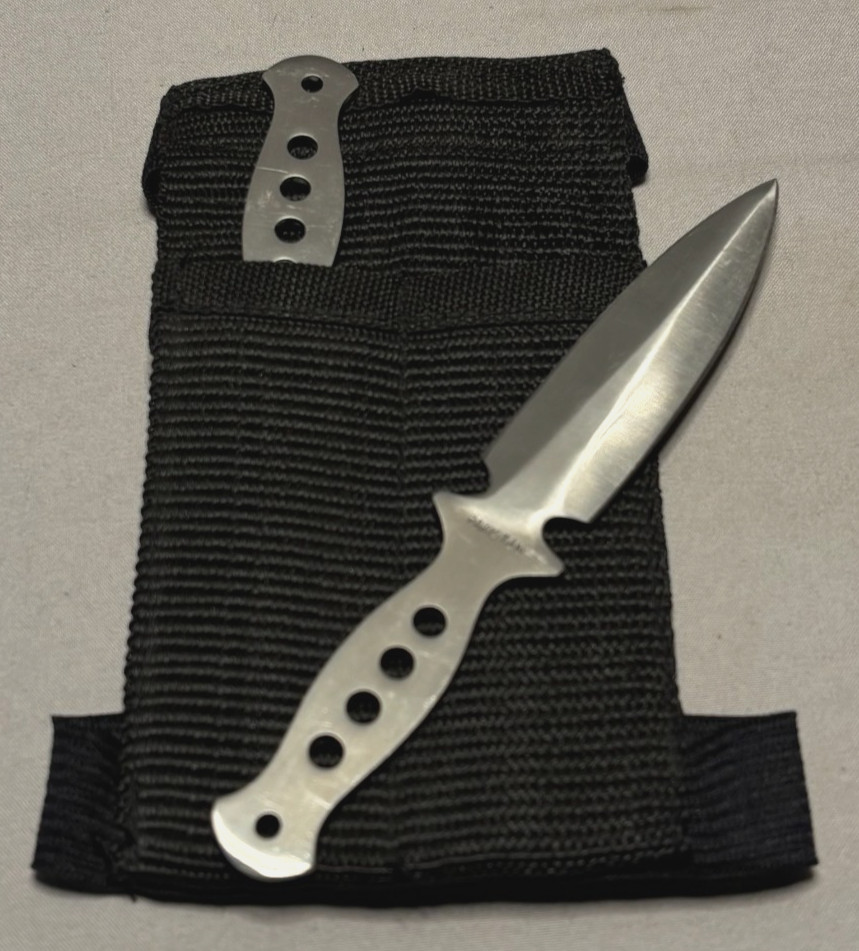 Tactical 5" 2pc Throwing Knives Set w/ Wrist Strap Sheath