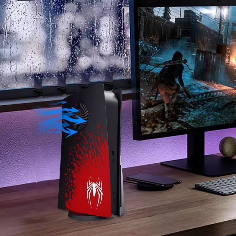 SpiderMan PS5 Vent Plates Covers DISC VERSION Venom PlayStation, Red & Black Set