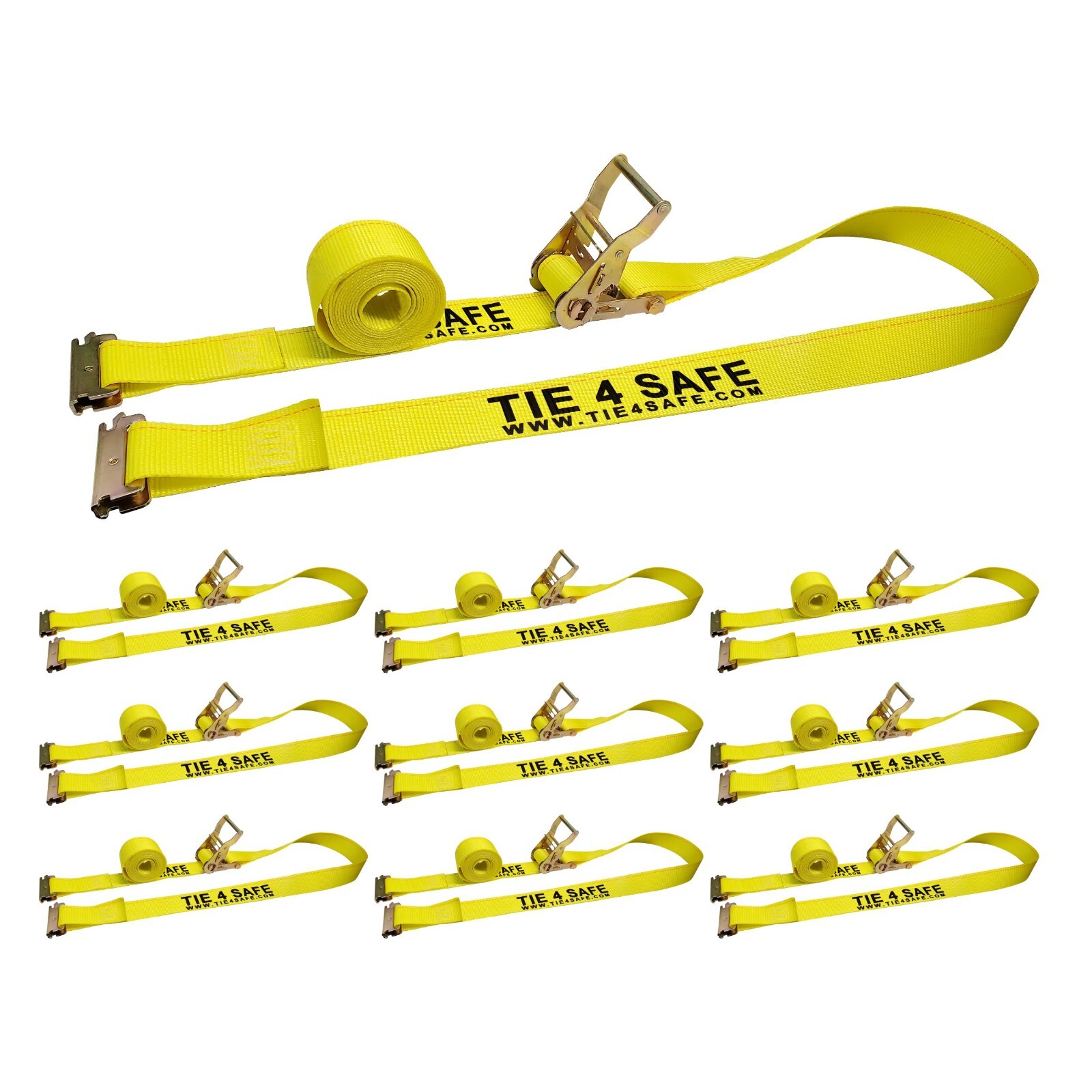 10 Pack 2" x 12' E-Track Ratchet Tie Down Strap Truck Trailer Enclosed Cargo Van