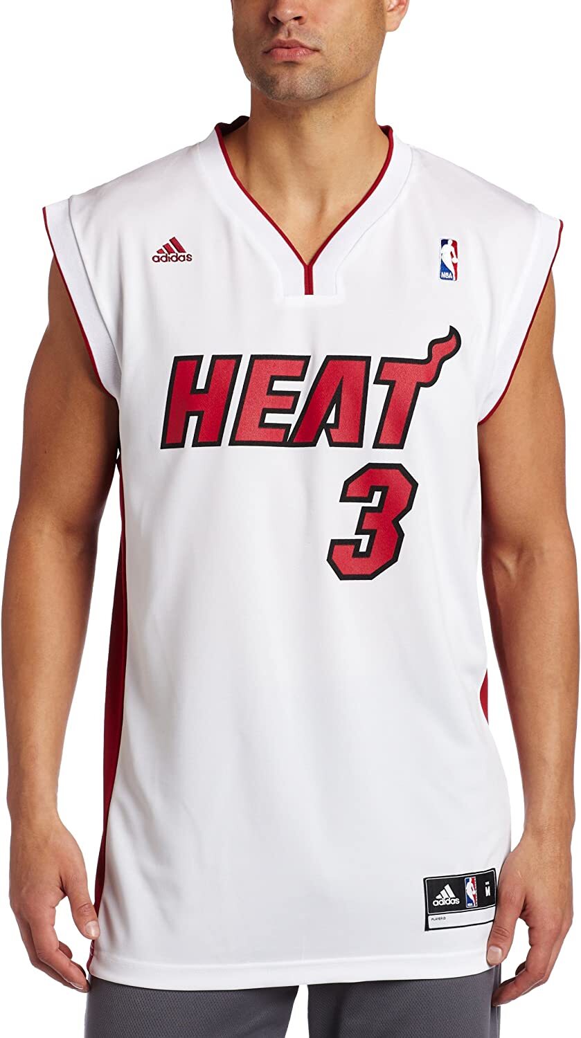 Adidas Mens Dwyane Wade #3 Miami Heat Swingman Basketball Jersey White Medium