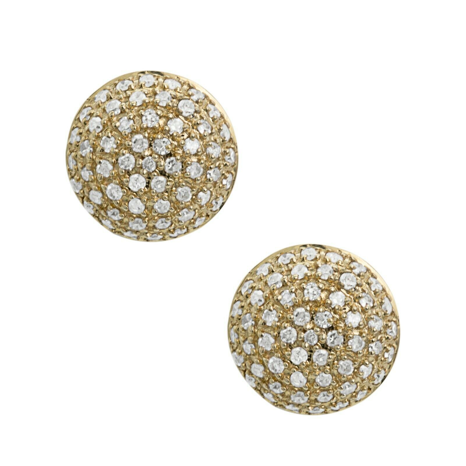 Diamond Pave Stud Earrings 0.32ct Real 10K Yellow Gold