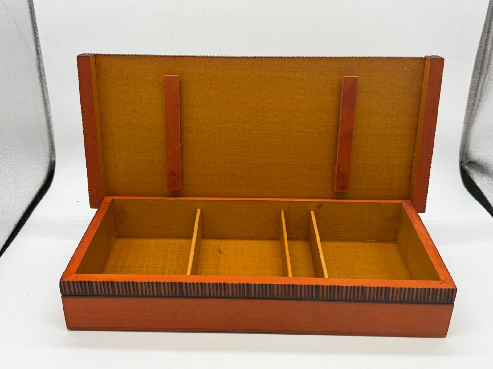 Souvenir, rectangular, wood box with hand crafted design