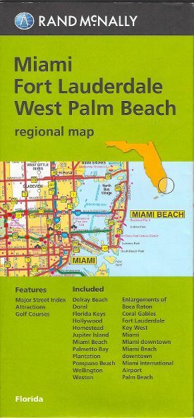 Miami, Fort Lauderdale, & West Palm Beach Regional Map Florida Rand McNally