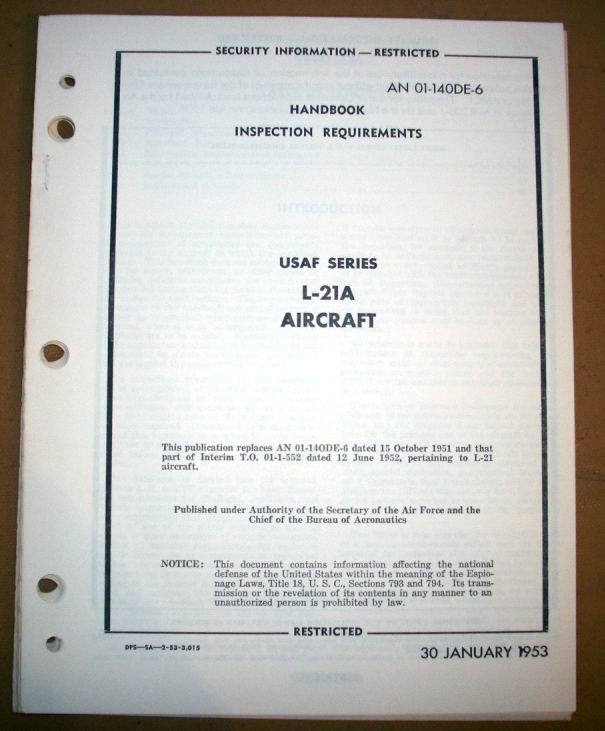 Original L-21A,  PA-18 Super Cub 125 Inspection Requirements Handbook