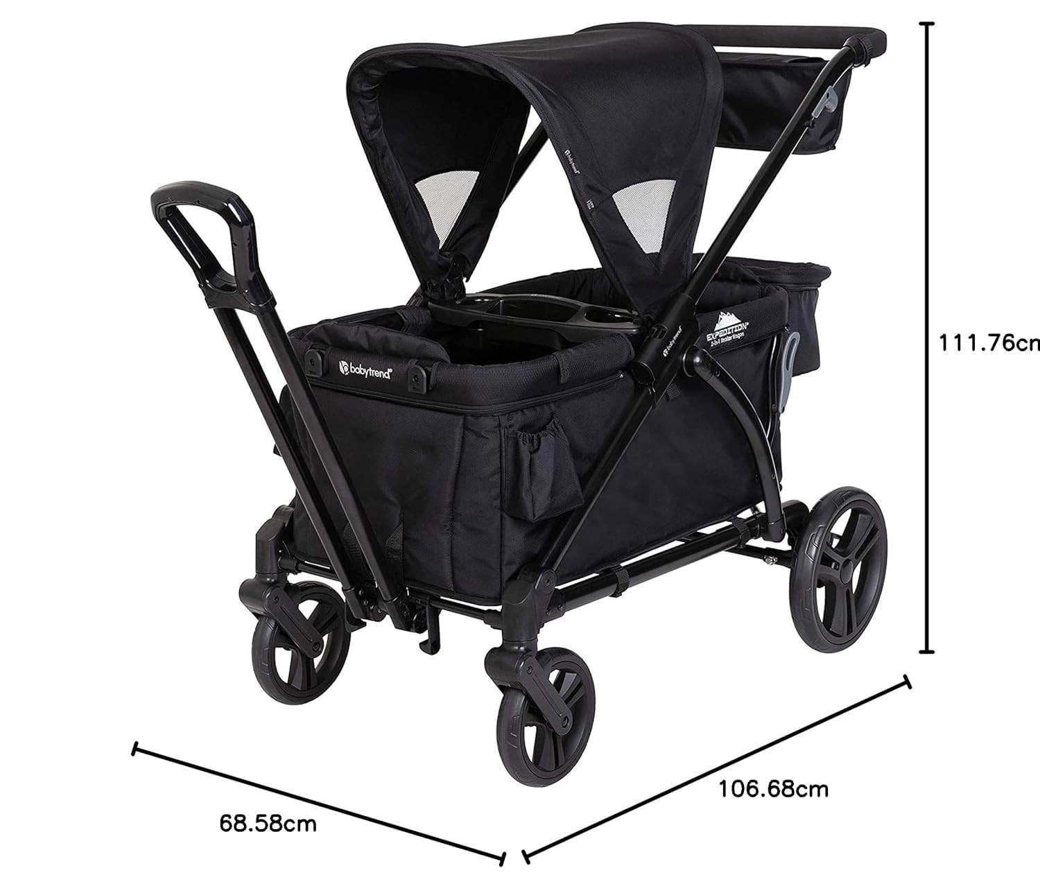 Expedition 2 in 1 Stroller Wagon Plus Ultra Black with Extra Large Cargo Space
