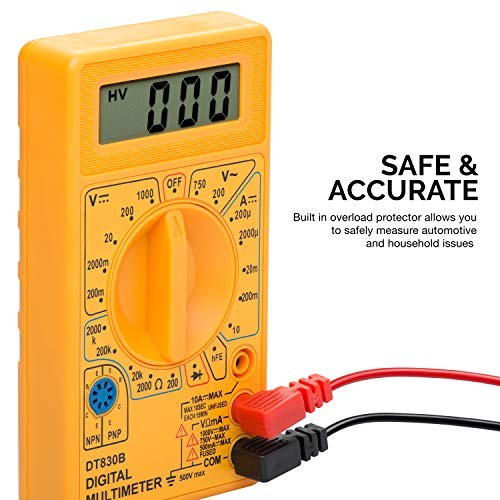 HILTEX 40508 Digital Multimeter Diode & Transistor Tester AC DC Volt 1 Pack