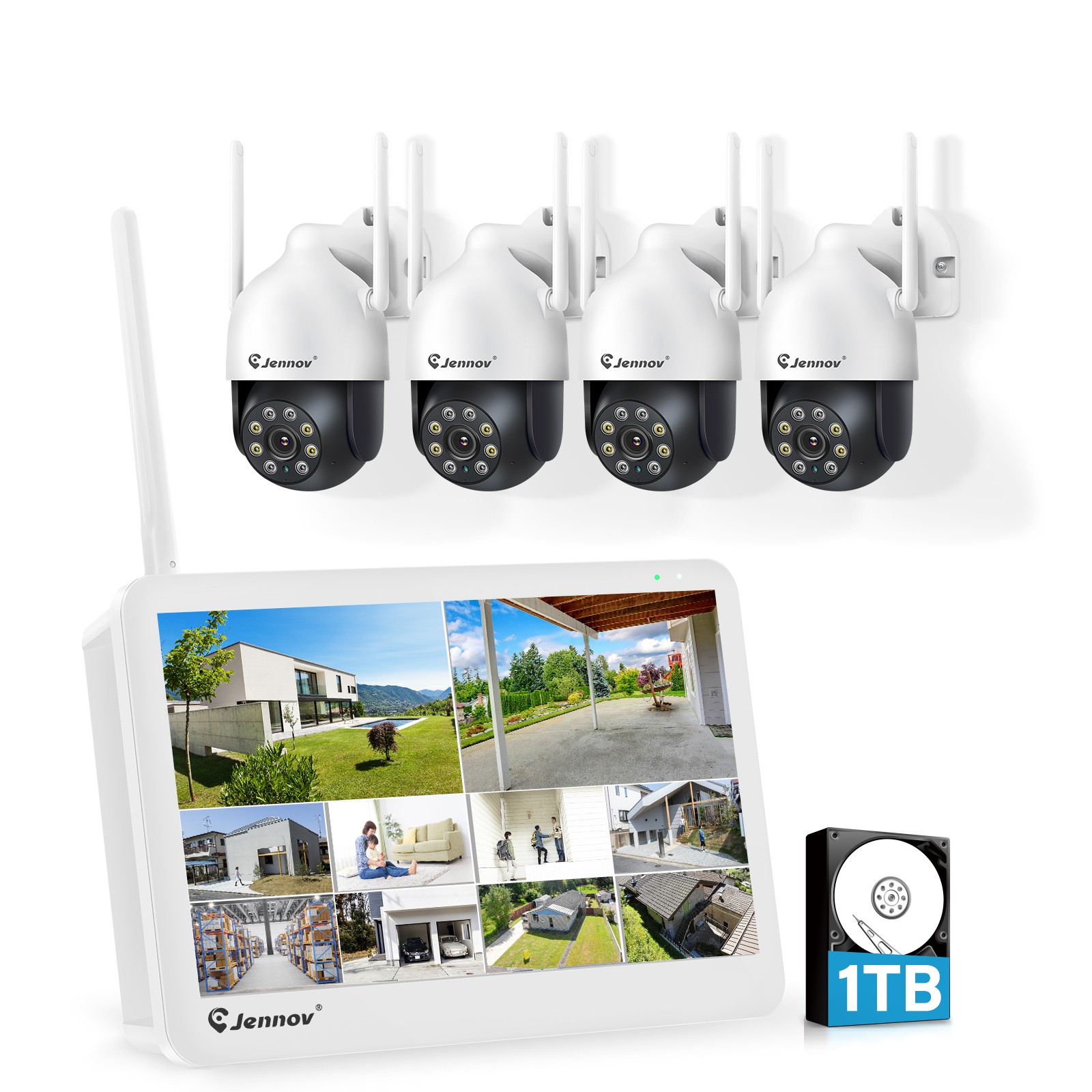 Wireless Security Camera System,10CH 5MP NVR PTZ WiFi Cameras for Home Security