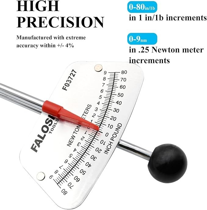 1/4-inch Drive Beam Torque Wrench - 0-80 Inch/Pounds and 0-9 Newton/Meter Torque