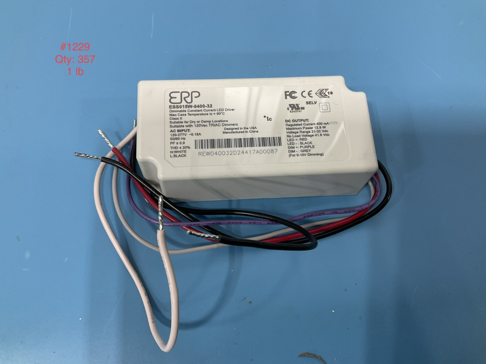 ERP , ESS015W-0400-32 , Dimmable Constant Current LED Driver 120/277V
