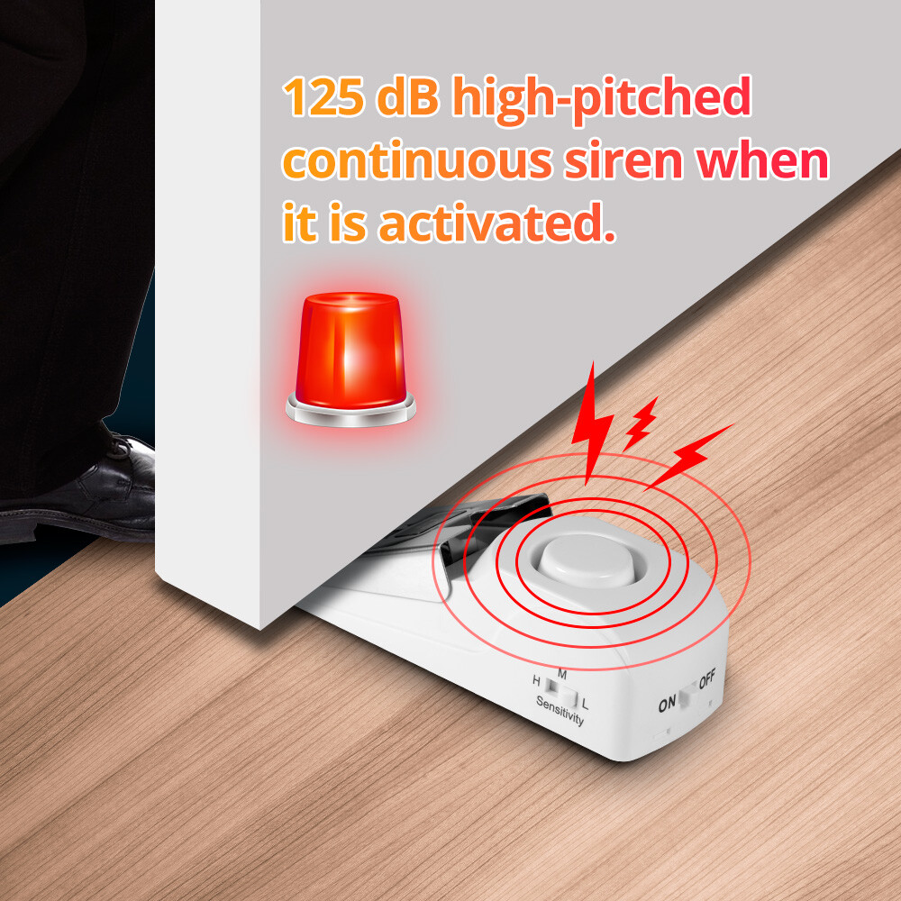 Door Stop Alarm Wireless Door Stopper w/ 120DB Security Alarm Home Travel Home