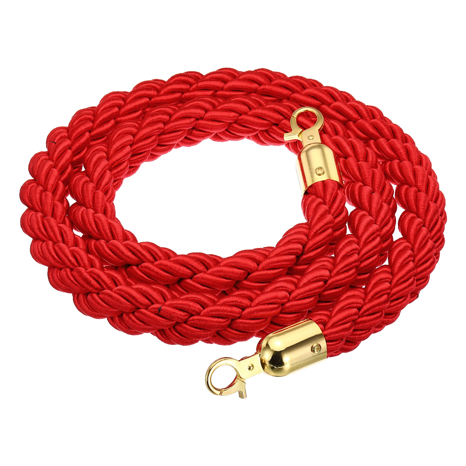 Stanchion Rope Twisted Barrier Rope 1.5m/5Ft for Crowd Control, Red Golden