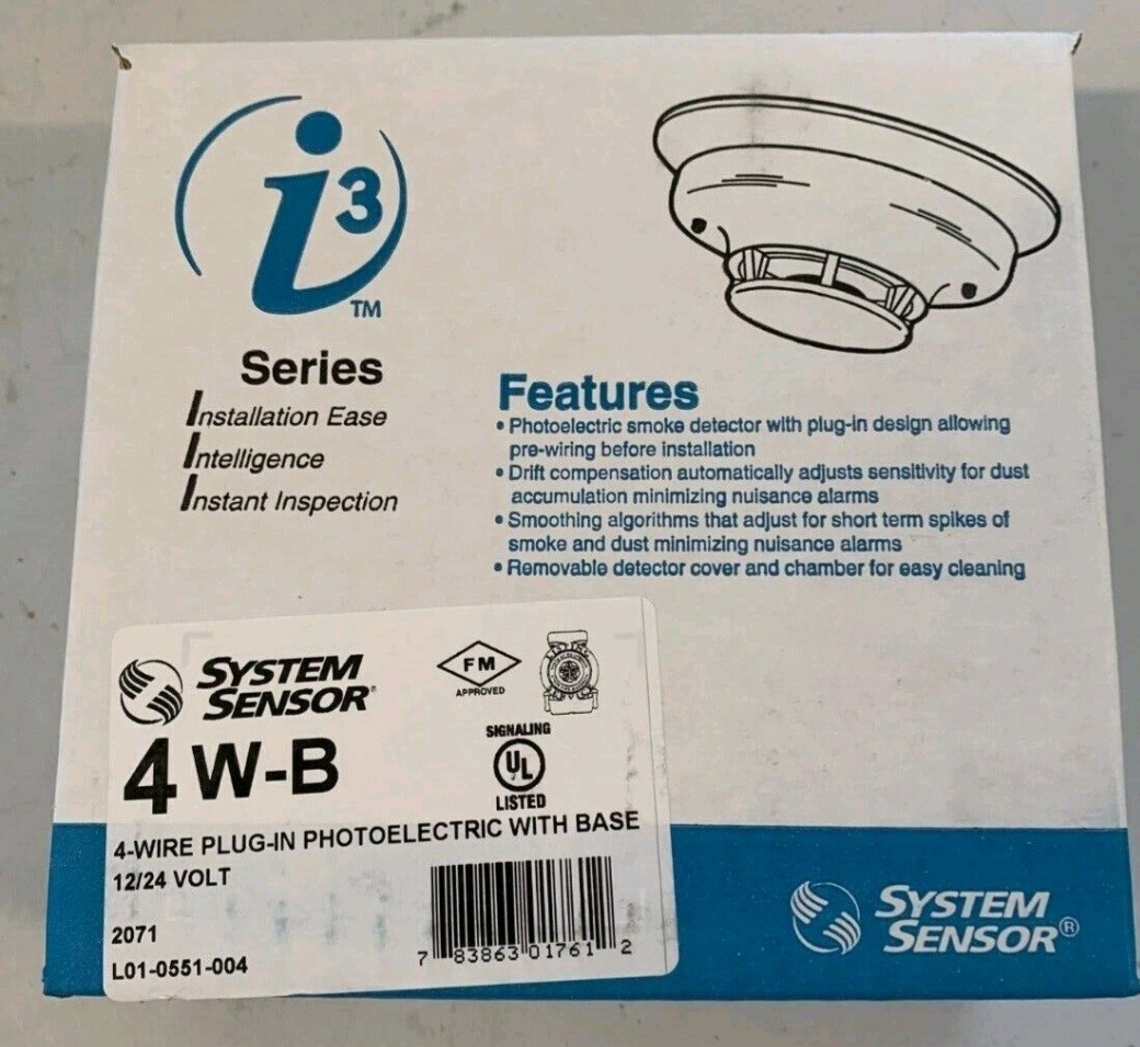 System Sensor 4W-B Smoke Alarm,12/24 Vdc, 4-Wire,W/Base