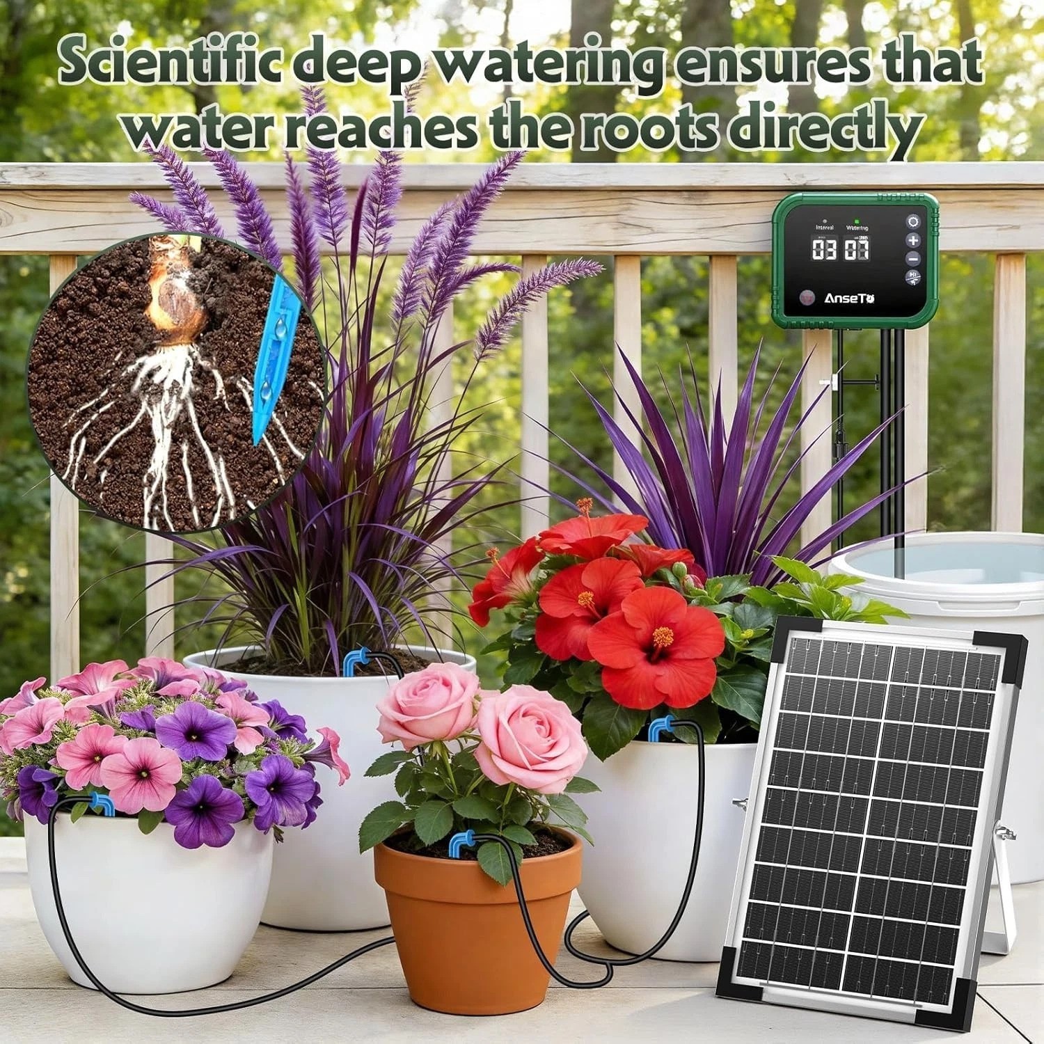 8W Solar Drip Irrigation System for Gardens, DIY Automatic Drip Kit, Supports...
