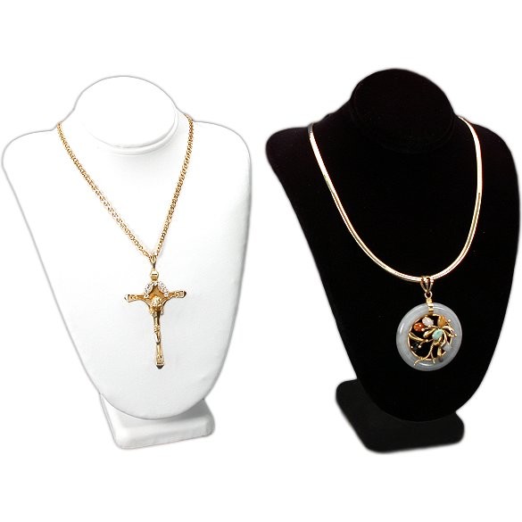 2 Piece Set Black White Jewelry Display Bust 7 1/2"H