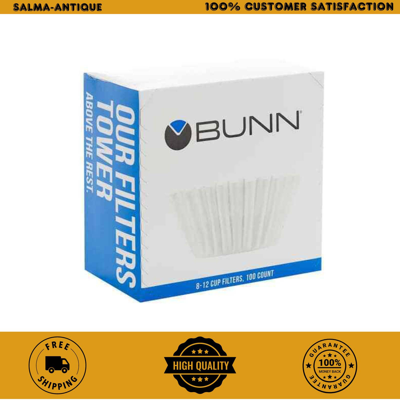 BUNN 8-12 Cup Coffee Filters, Case of 6-100 Ct., High Quality Heavy Weight Paper