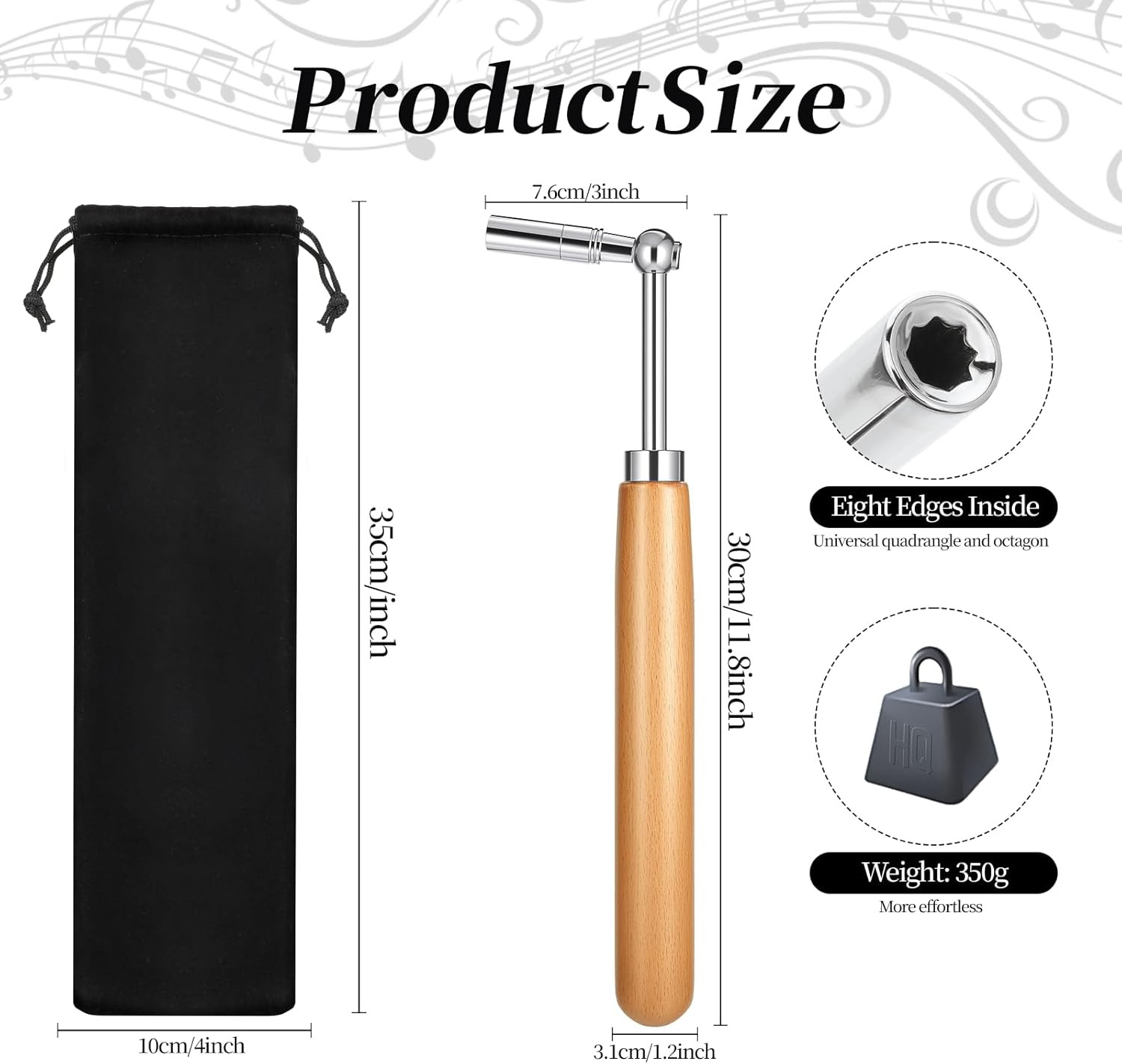 Piano Tuner Wrench Hammer Portable Velvet Bag Professional Piano Tuning Kit Star