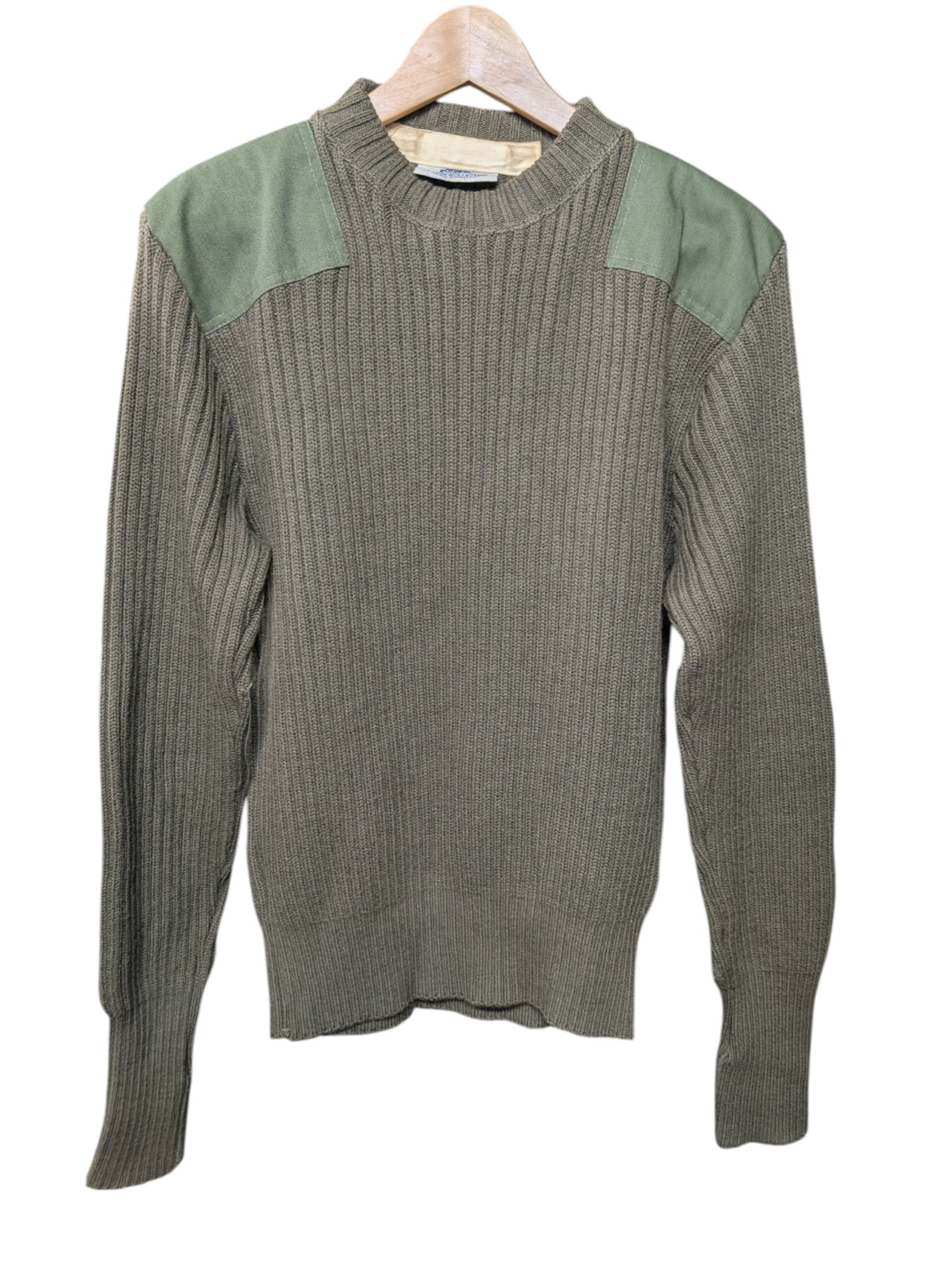 USMC Marine Corps Green Sweater Service Wool With Epaulettes Size 42 Wool
