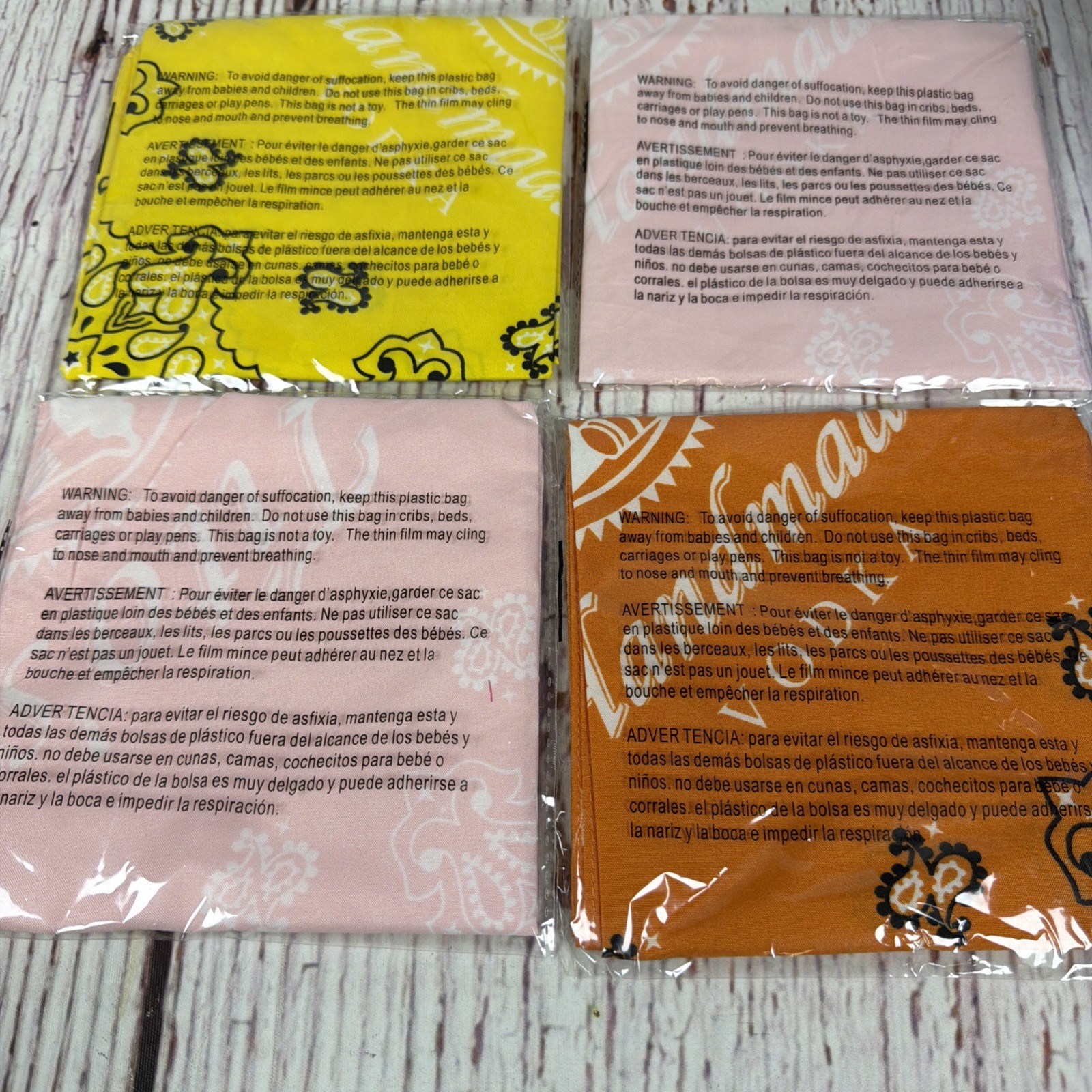 NEW Set of 4 Tito's Handmade Vodka Yellow, Pink, Orange Paisley Logo Bandana