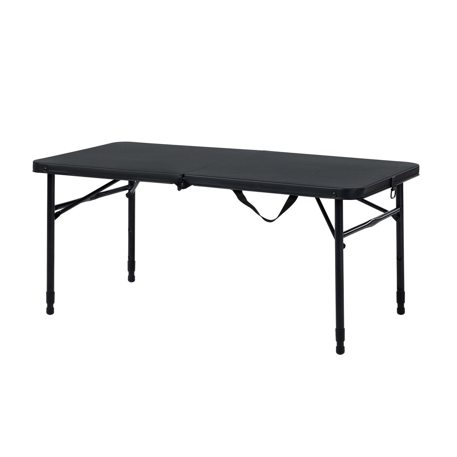 40 L x 20 In W Plastic Adjustable Height Fold-in-Half Folding Table Rich Black