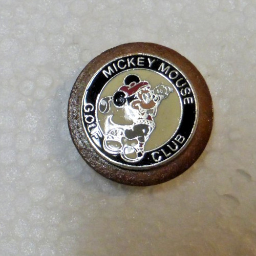 Vintage Mickey Mouse Golf ball marker,steel and wood,Mickey Mouse Golf Club