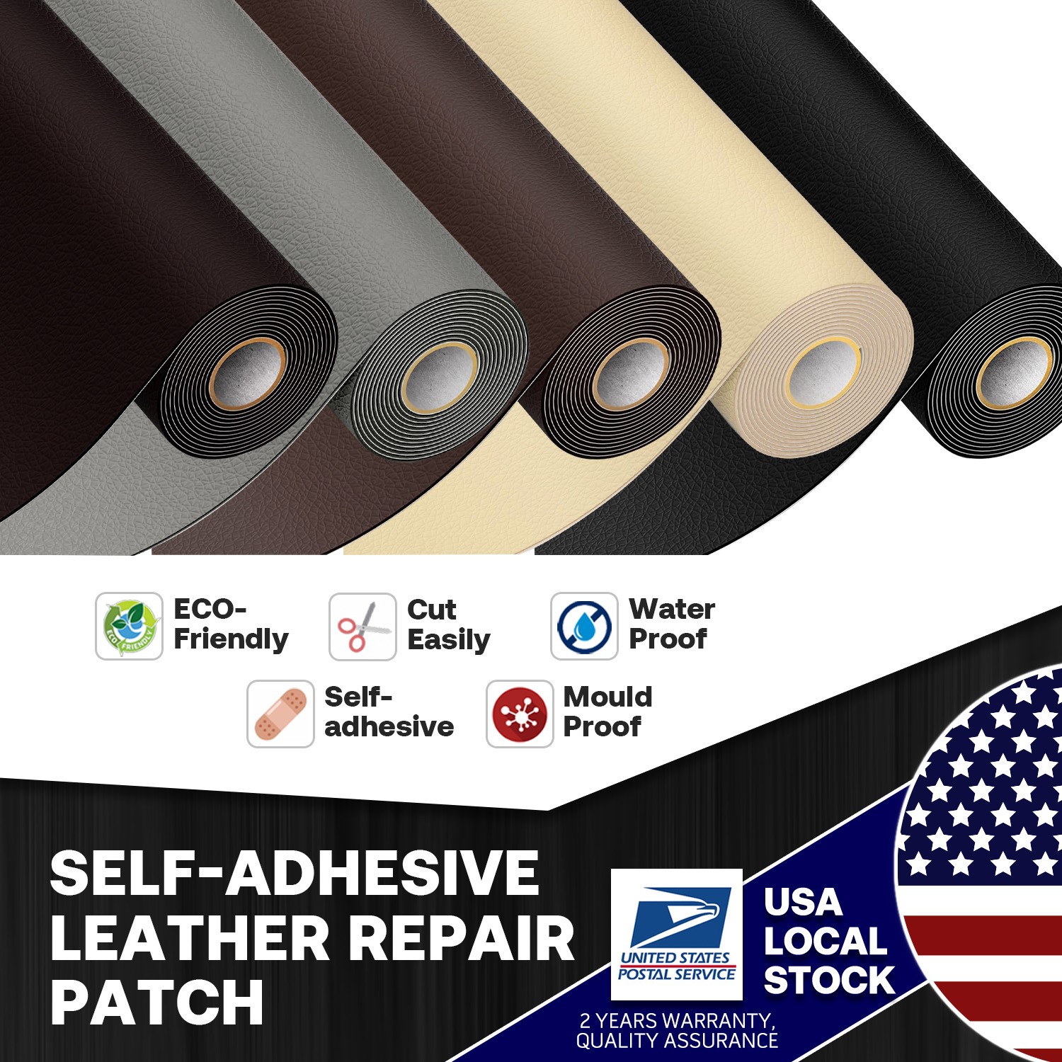 Self Adhesive Leather Vinyl Faux Repair Fabric Patch for Car seat Sofas Kit