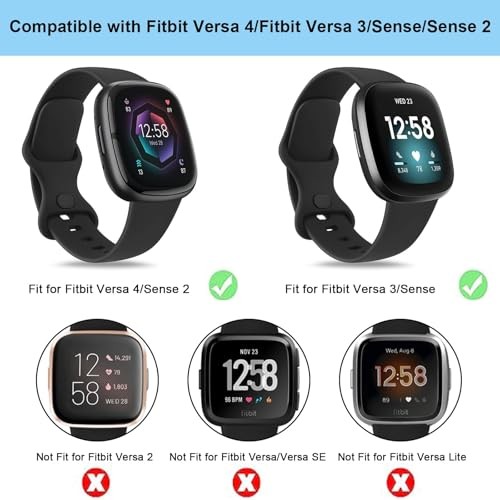 Leather Bands Compatible with Fitbit Versa 4 Bands/Fitbit Versa 3 Black