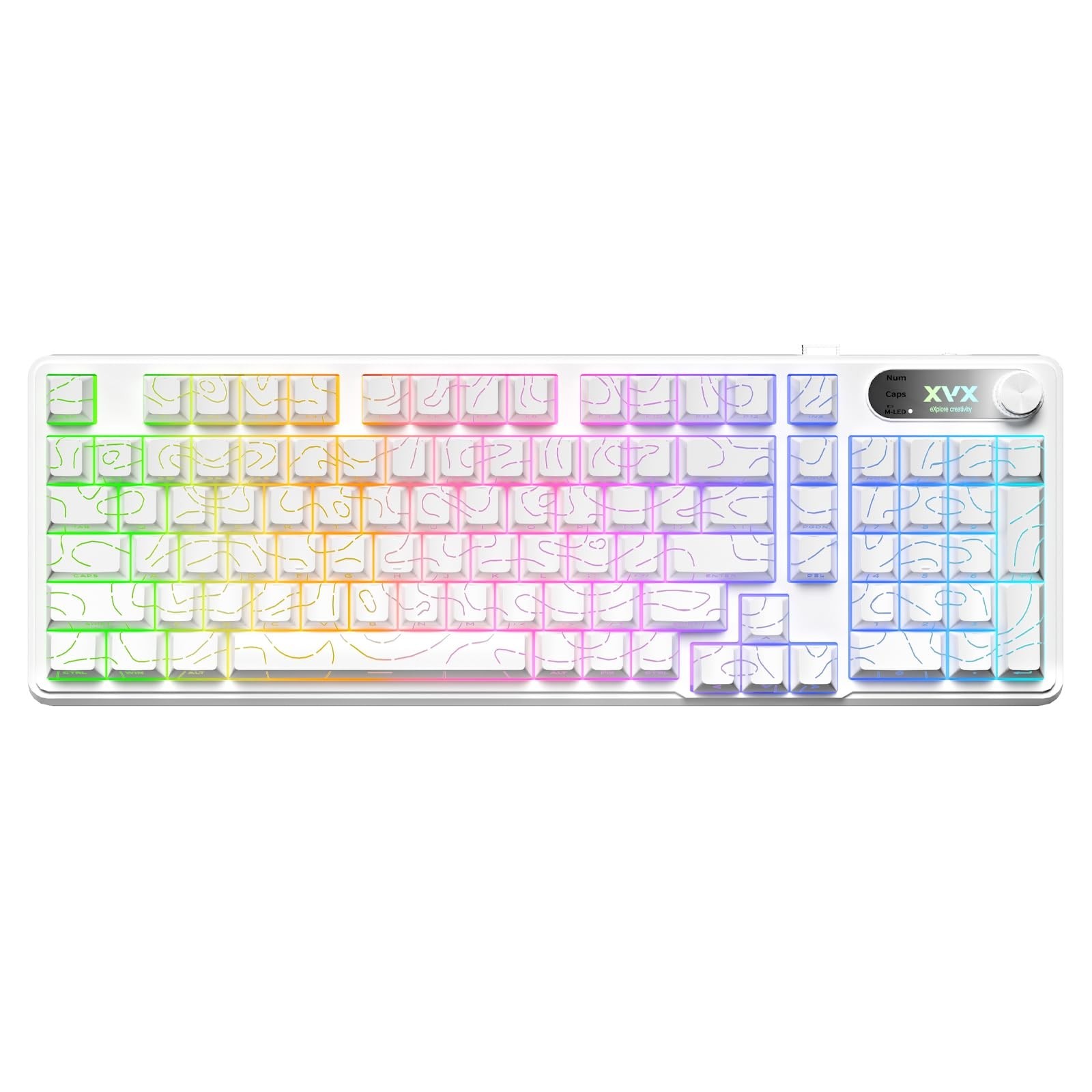 OHY XVX Wireless Keyboard,99Keys Quiet Typing Membrane Gaming Keyboard with L...