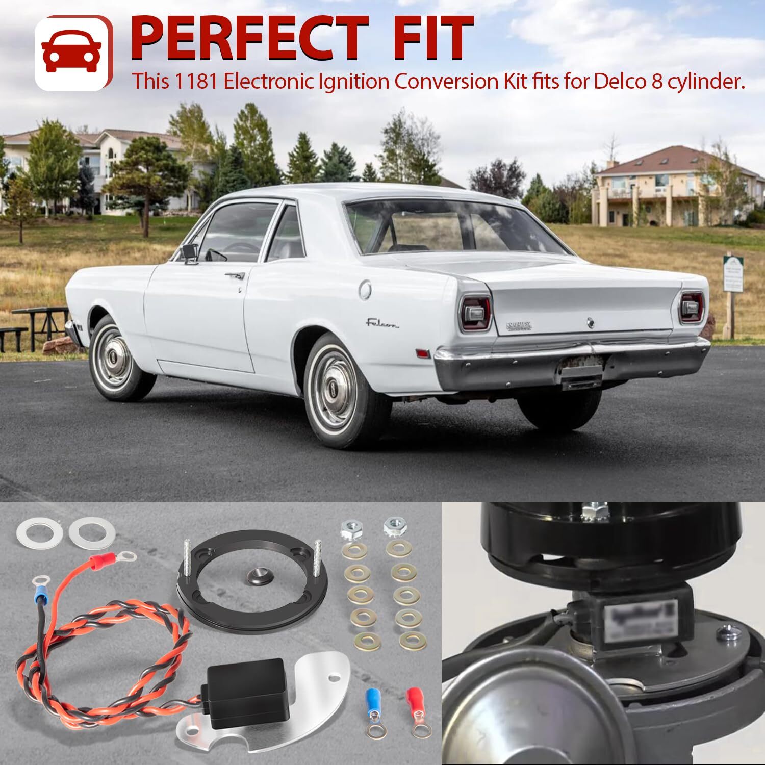 For Pertronix 1181 Ignitor Electronic Ignition Conversion Kit for Delco 8 Cylind