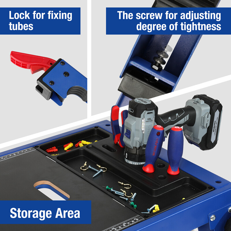 WORKPRO 5-in-1 Workbench Miter Saw Stand Quick Folding Work Table Creeper Dolly