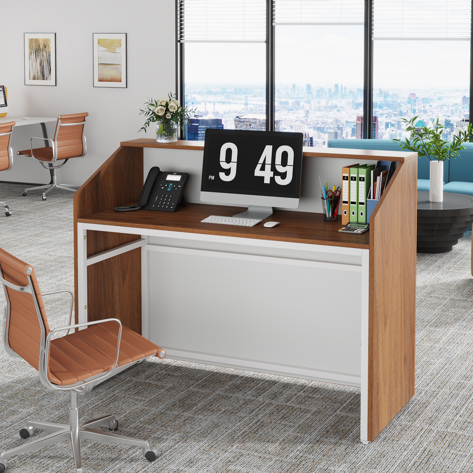 Tribesigns Reception Desk with Counter, Modern Front Desk Reception Room Table