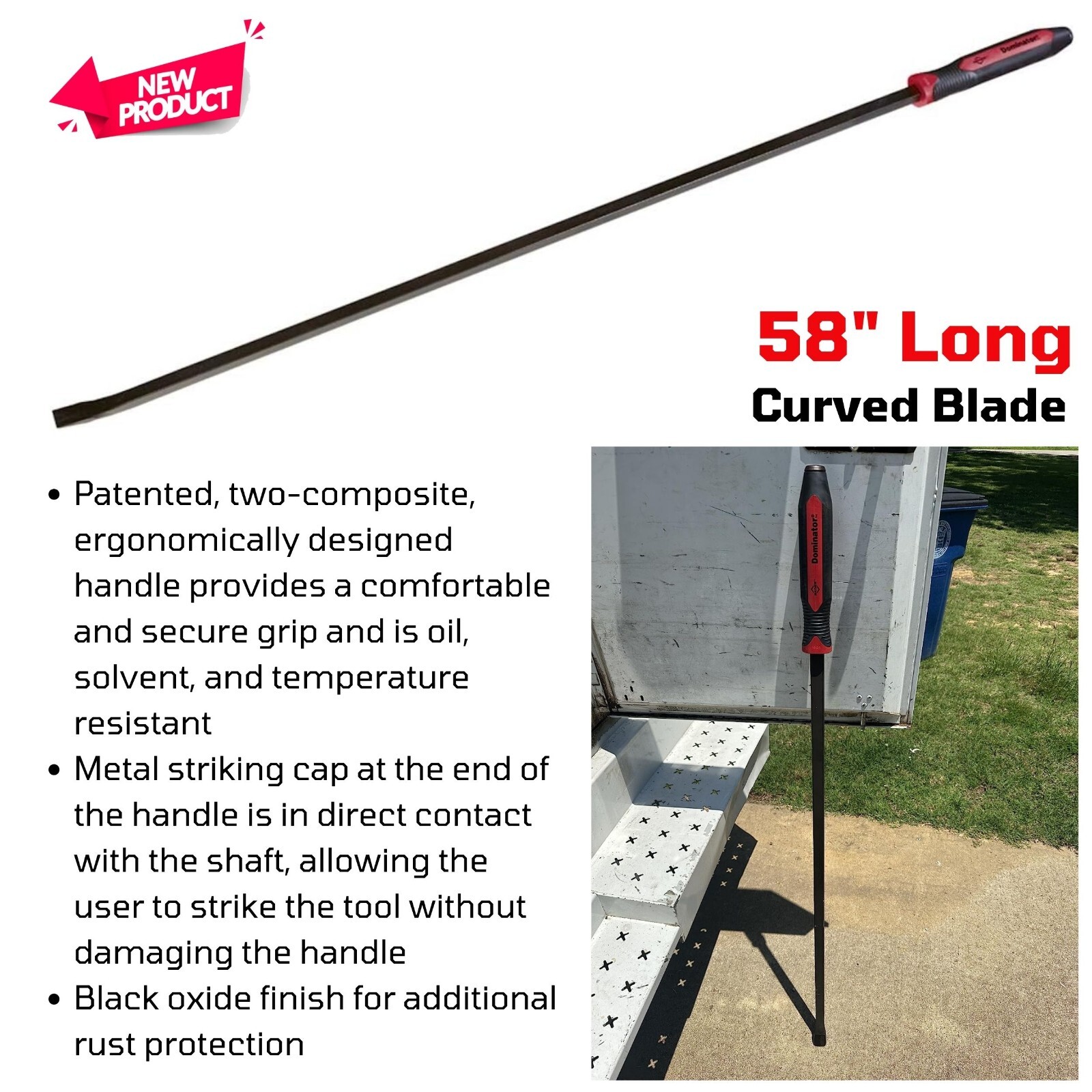 58" Heavy Duty Curved Pry Bar for Removing Engine Heavy Equipment Mounting Tire