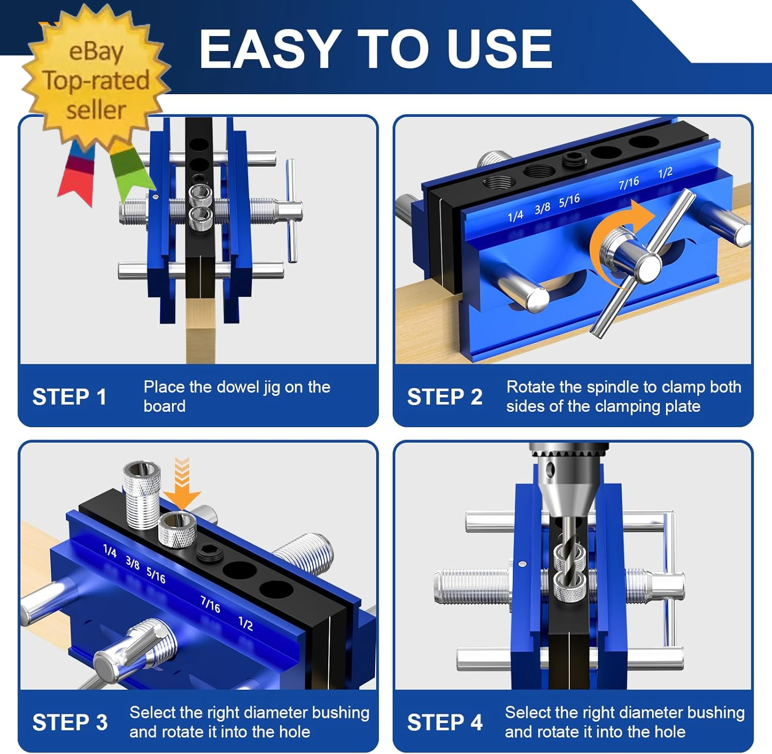 Self Centering Dowel Jig Kit, Drill Guide Jig Block for Straight Holes with 6PCS