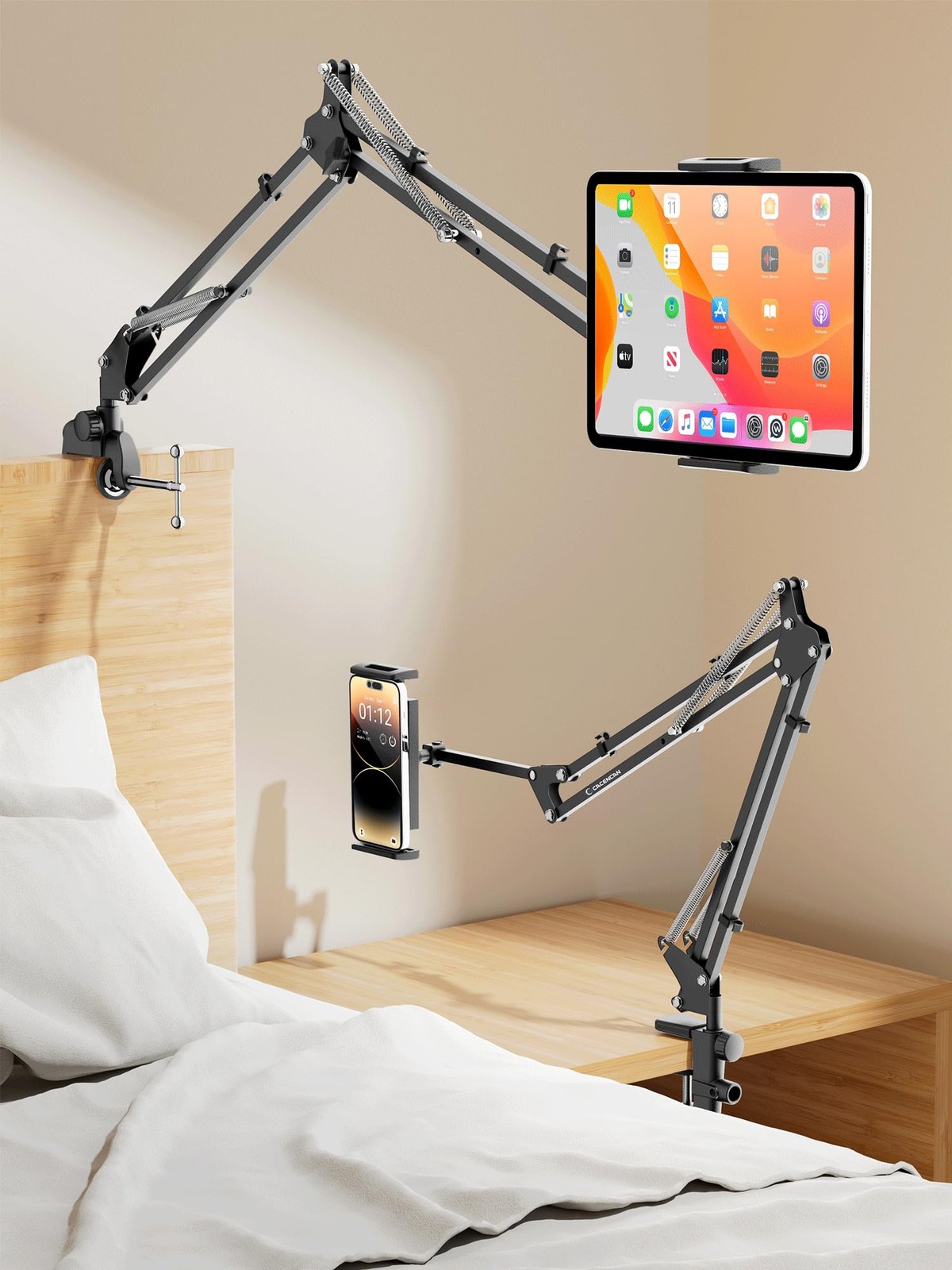 33.5 Inch Tablet Stand, Adjustable Gooseneck Tablet Arm, Universal Tablet Hol...