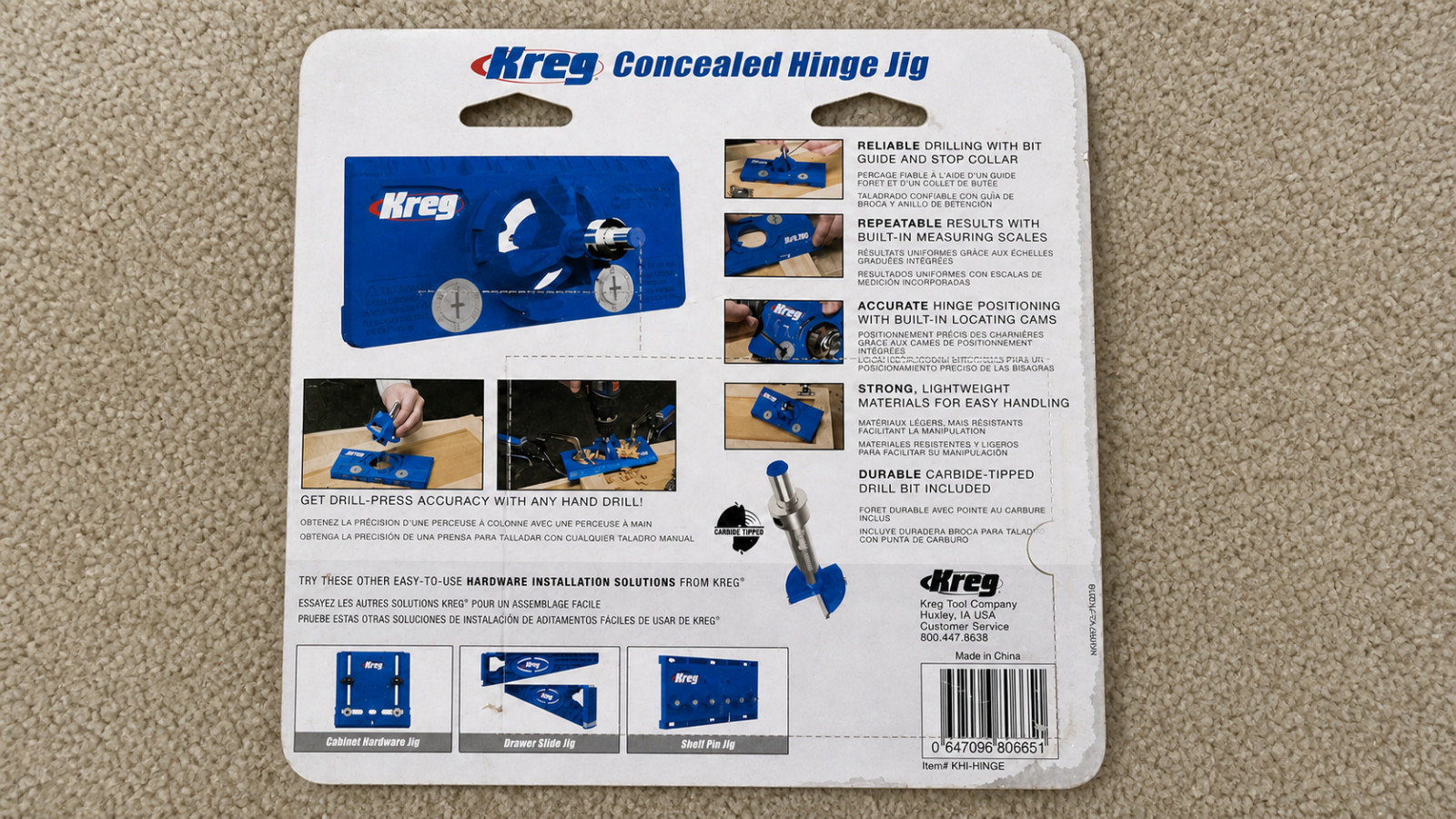 Kreg KHI-HINGE Concealed Hinge Jig 35mm Cup Drilling