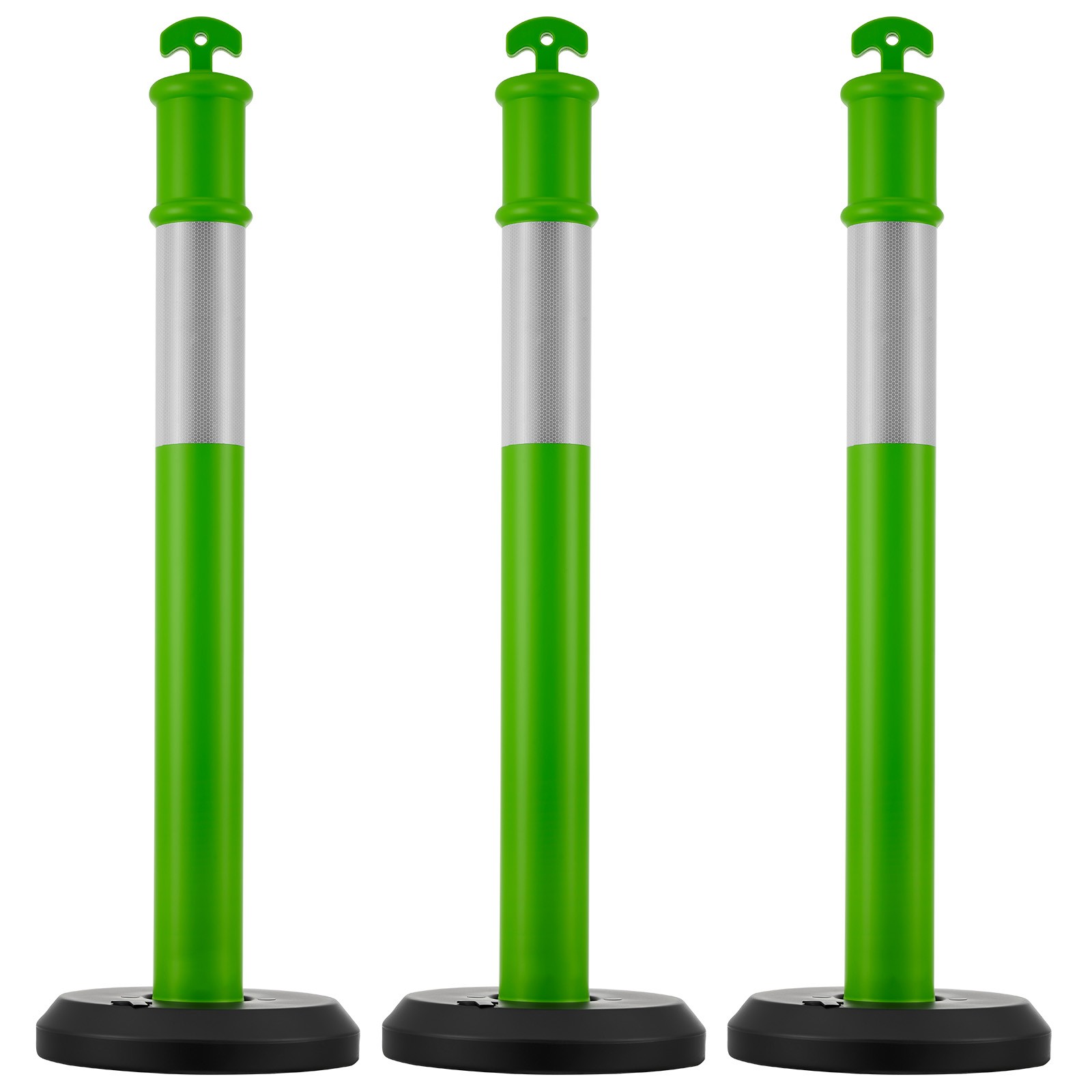 Uimoso Set of 3 Green Traffic Posts with Fillable Base, 45-Inch Safety Cones