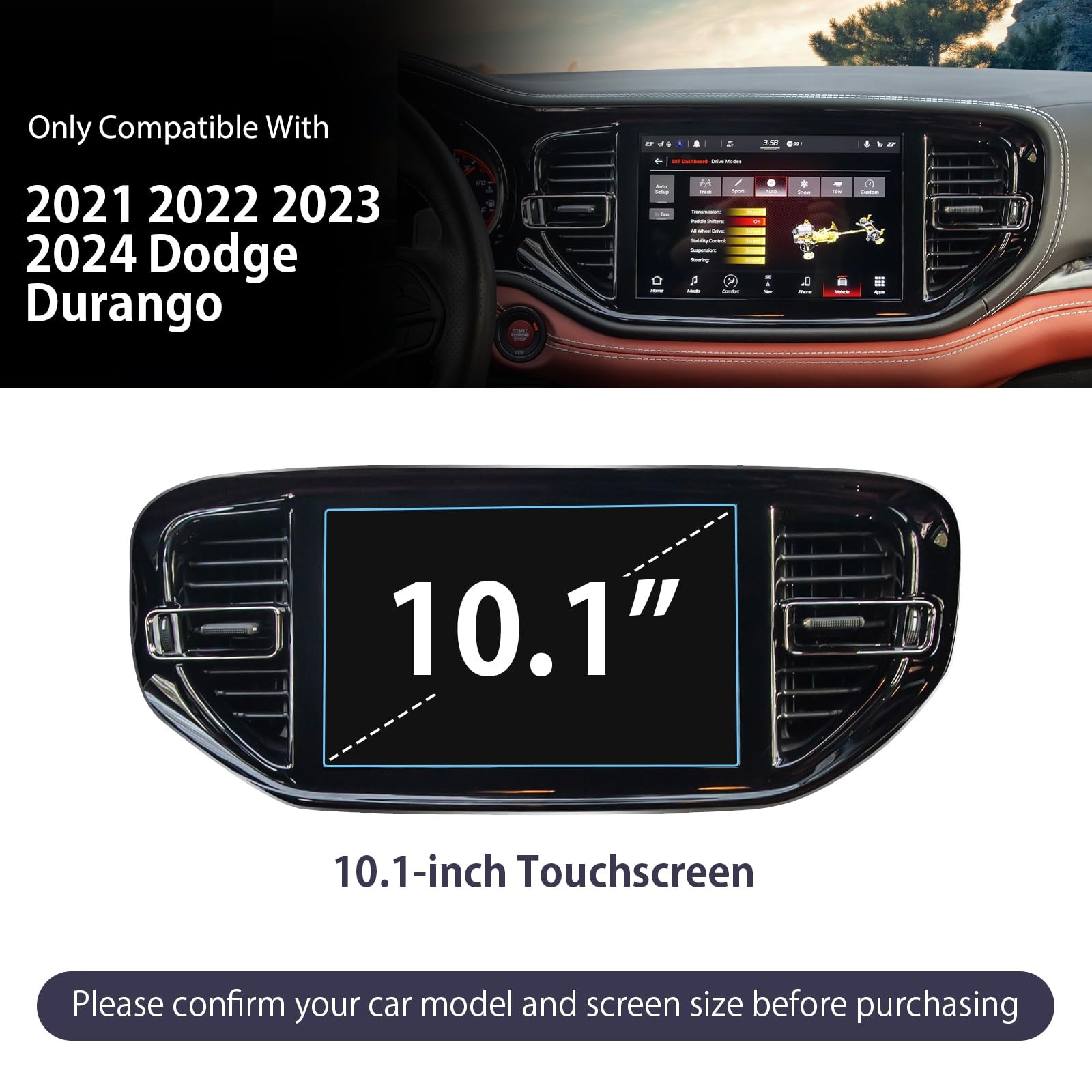 2025 2026 Durango Screen Protector for 2021-2026 Dodge 10.1-inch