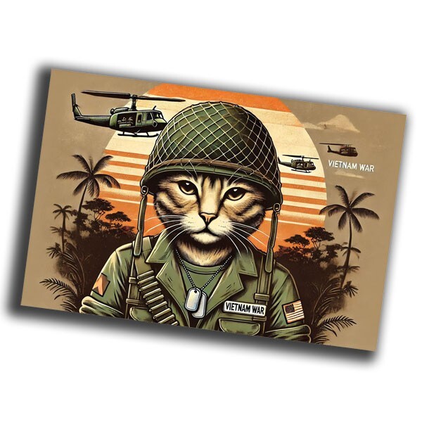 nice vintage military cat Vietnam War retro WW2 Photo Glossy 4*6 in α43