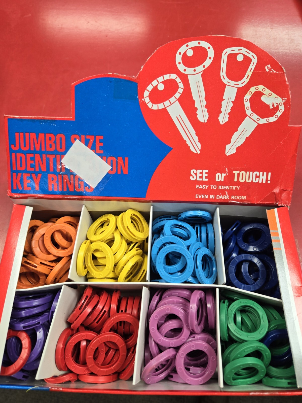 PEE BEE JUMBO SIZE IDENTIFICATION KEY RINGS 200 MULTI color retail box LOCKSMITH