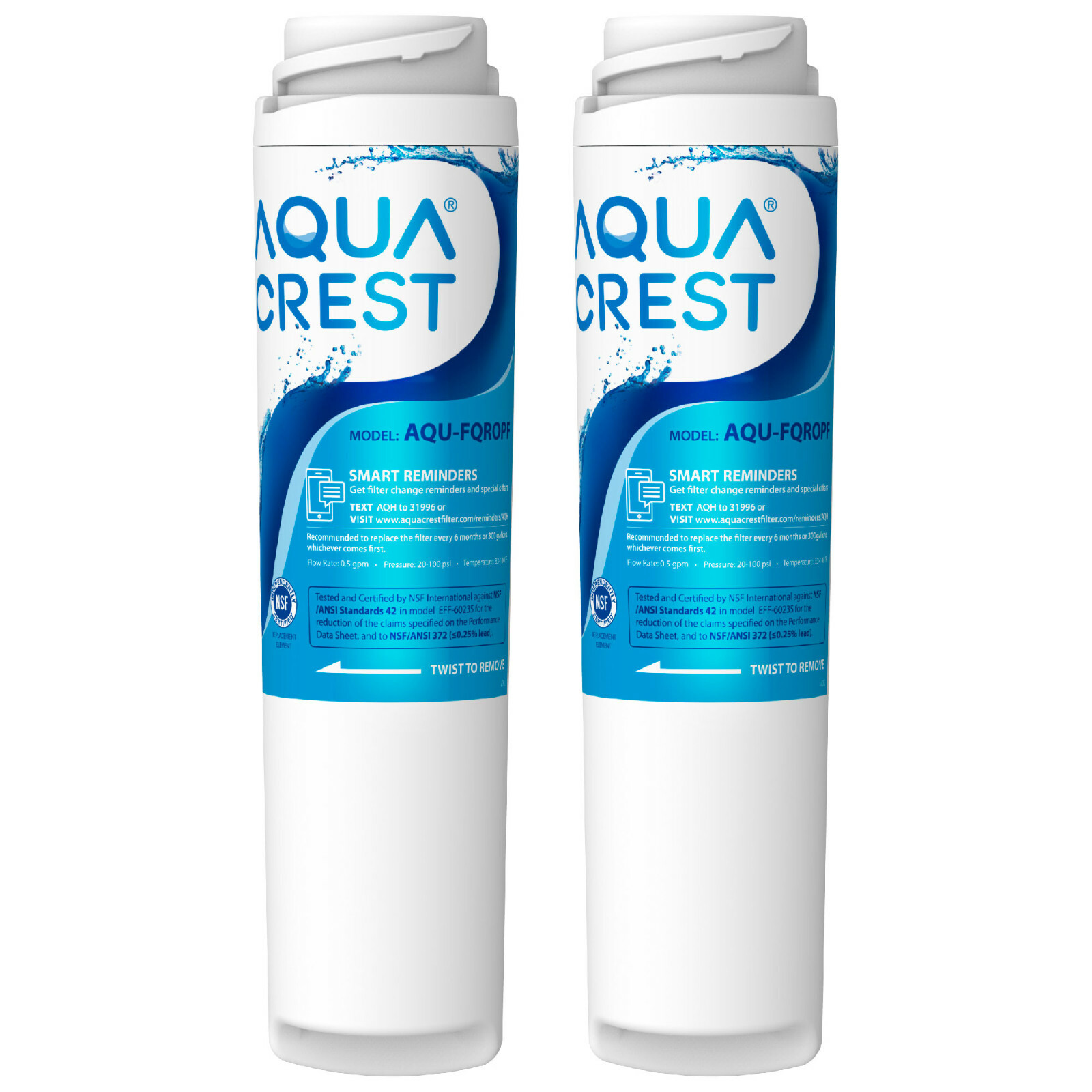 AQUA CREST Replacement for FQROPF Reverse Osmosis Under Sink Water Filter 2 Pack