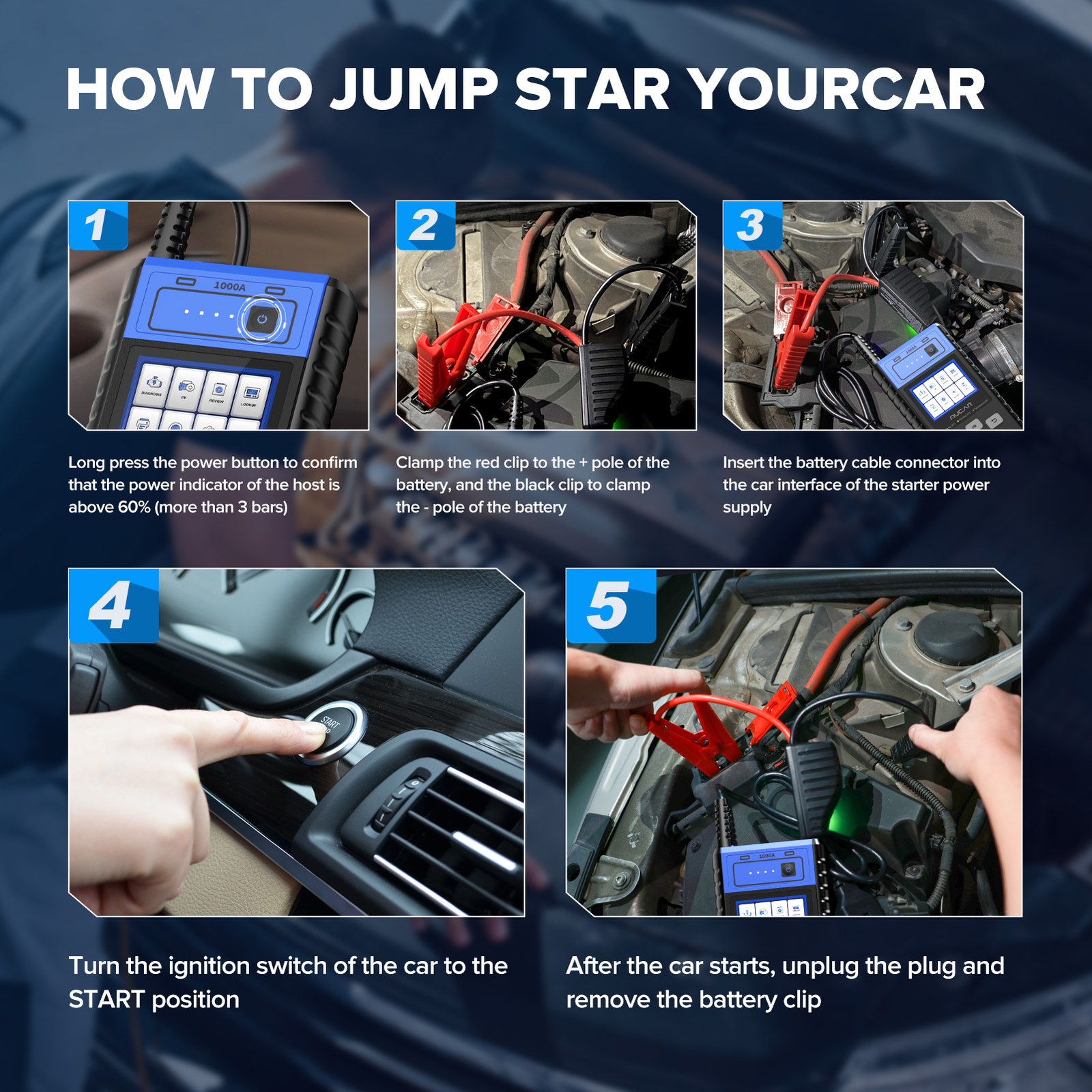 MUCAR JS501 OBD2 Code Reader Universal Car Jump Starter Booster Battery Charger