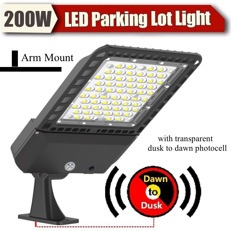 200W LED Parking Lot Light Commercial Street Area Shoebox Pole Lights 5500K IP65