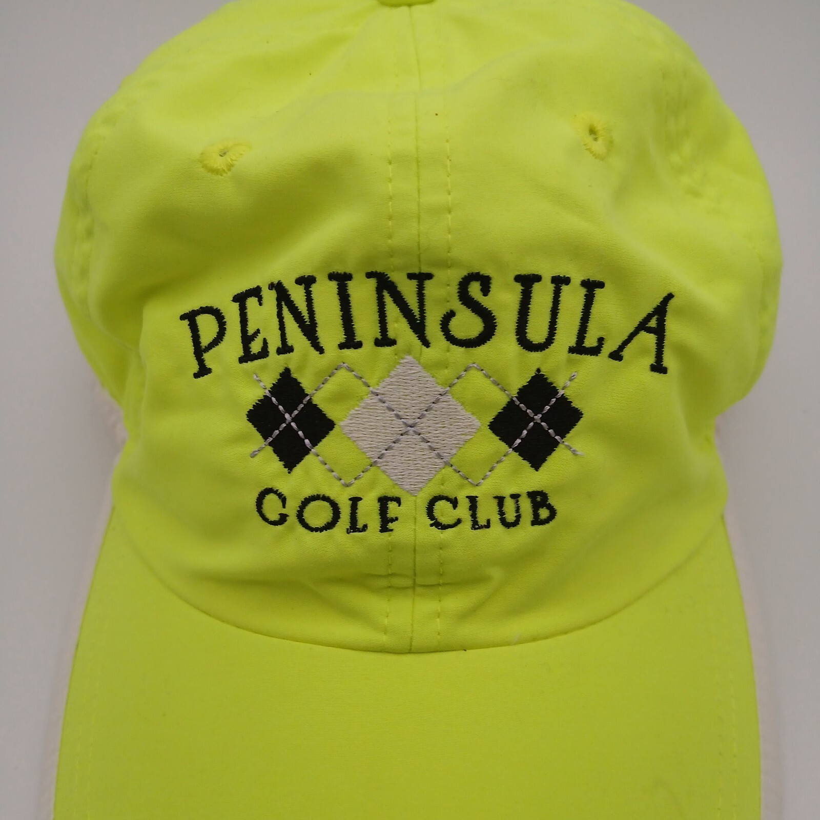 Peninsula Golf Club Hat Cap Kate Lord Womens Strap Back Neon Yellow Black Script