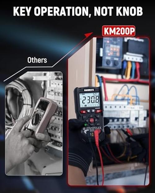 KM200P Digital Multimeter, All Button Operation, TRMS Auto Ranging, 4000