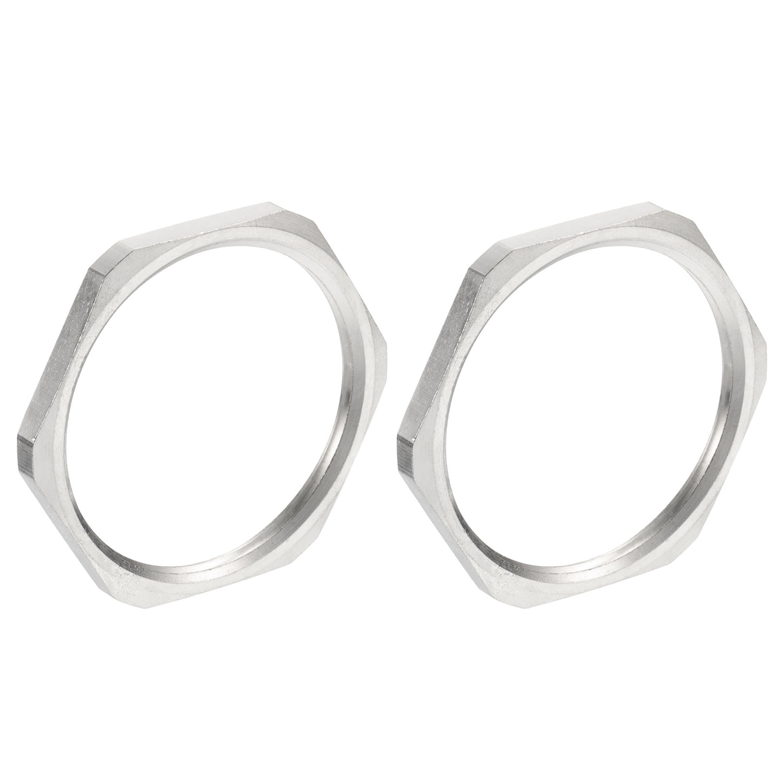 2PCS Cast Pipe Fitting Hex Locknut Nut NPT1-1/2" Female Thread Silver Tone
