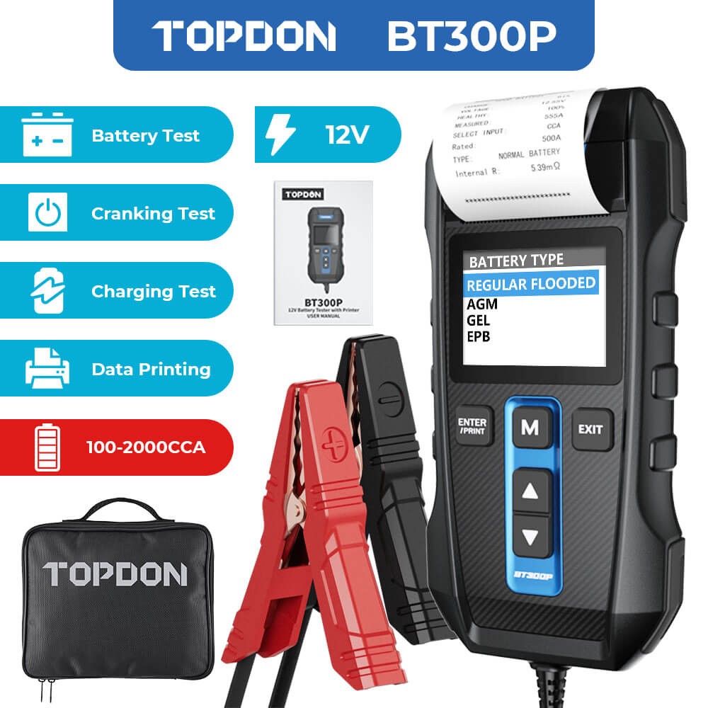12V Car Battery Tester w/ Printer Load Cranking Test Auto Digital Analyzer
