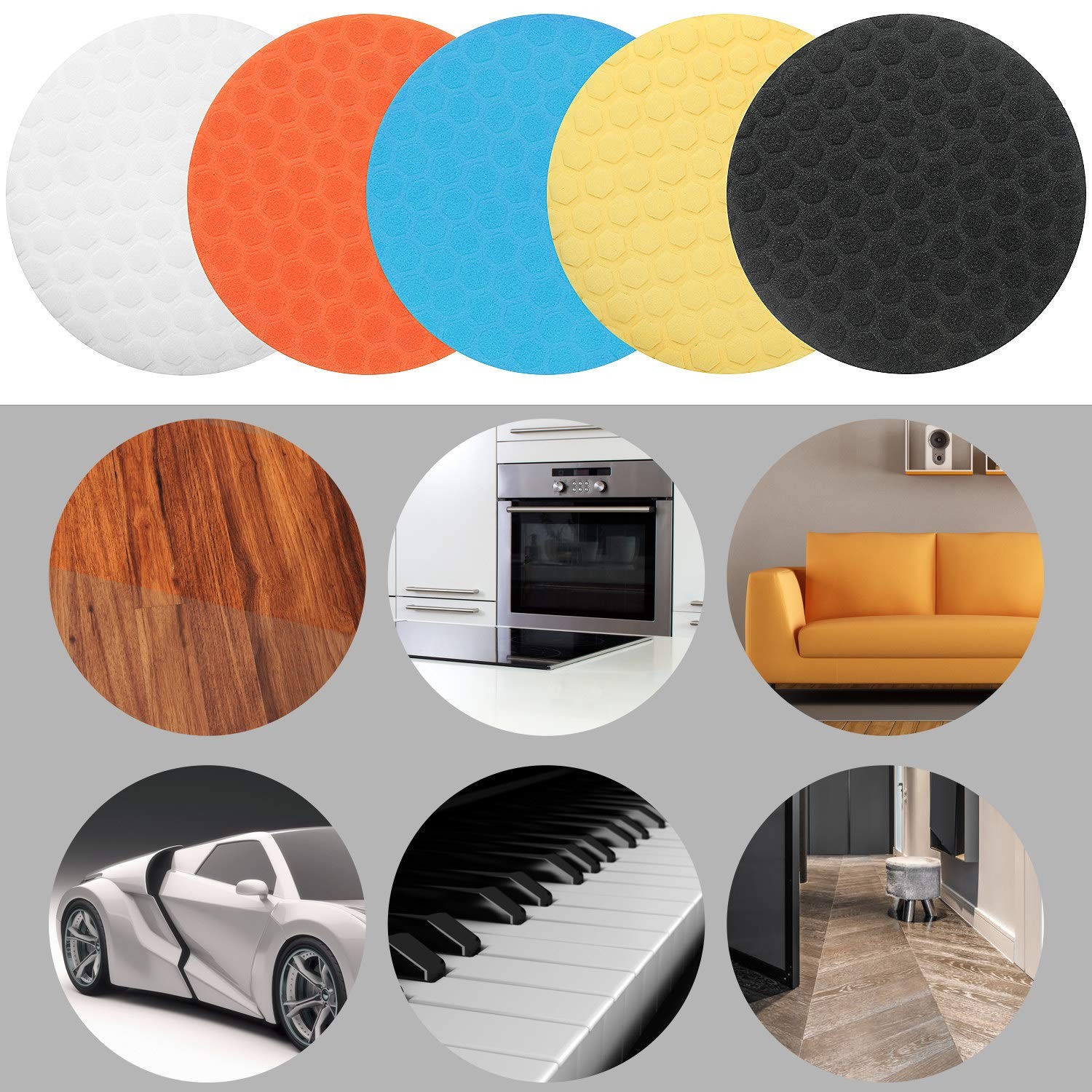 LANIAKEA 5 Pcs 7 Inch Buffing Pads, Polishing Pads Kit 180mm Pad...