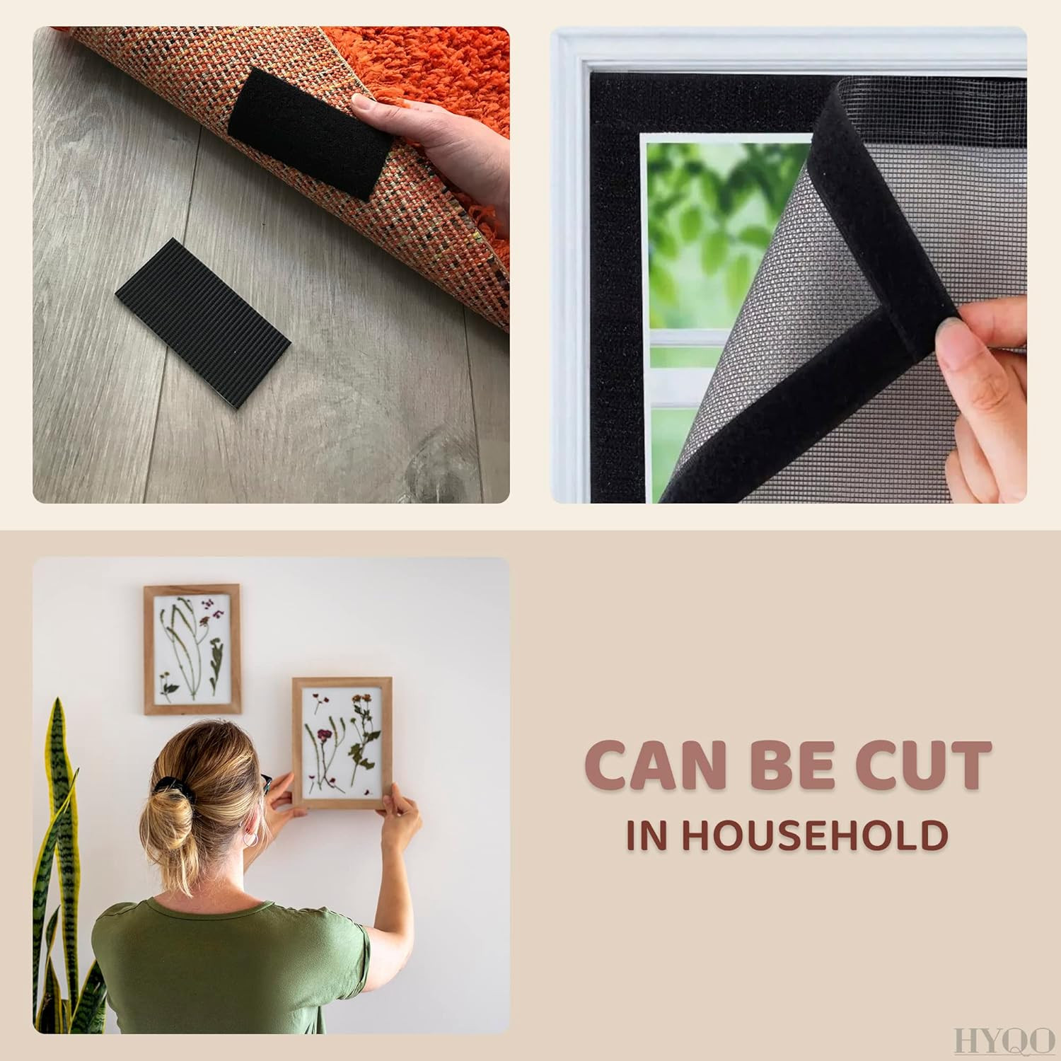 4 Inch Hook and Loop Tape Black (4"X12") – Non Adhesive Strips for Quick & Easy